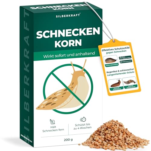 Silberkraft Schneckenkorn 200g, Regenfestes Schneckengranulat, Effektiver Schutz vor Nacktschnecken für Garten, Schnecken-frei für Gemüsebeet & Hochbeet