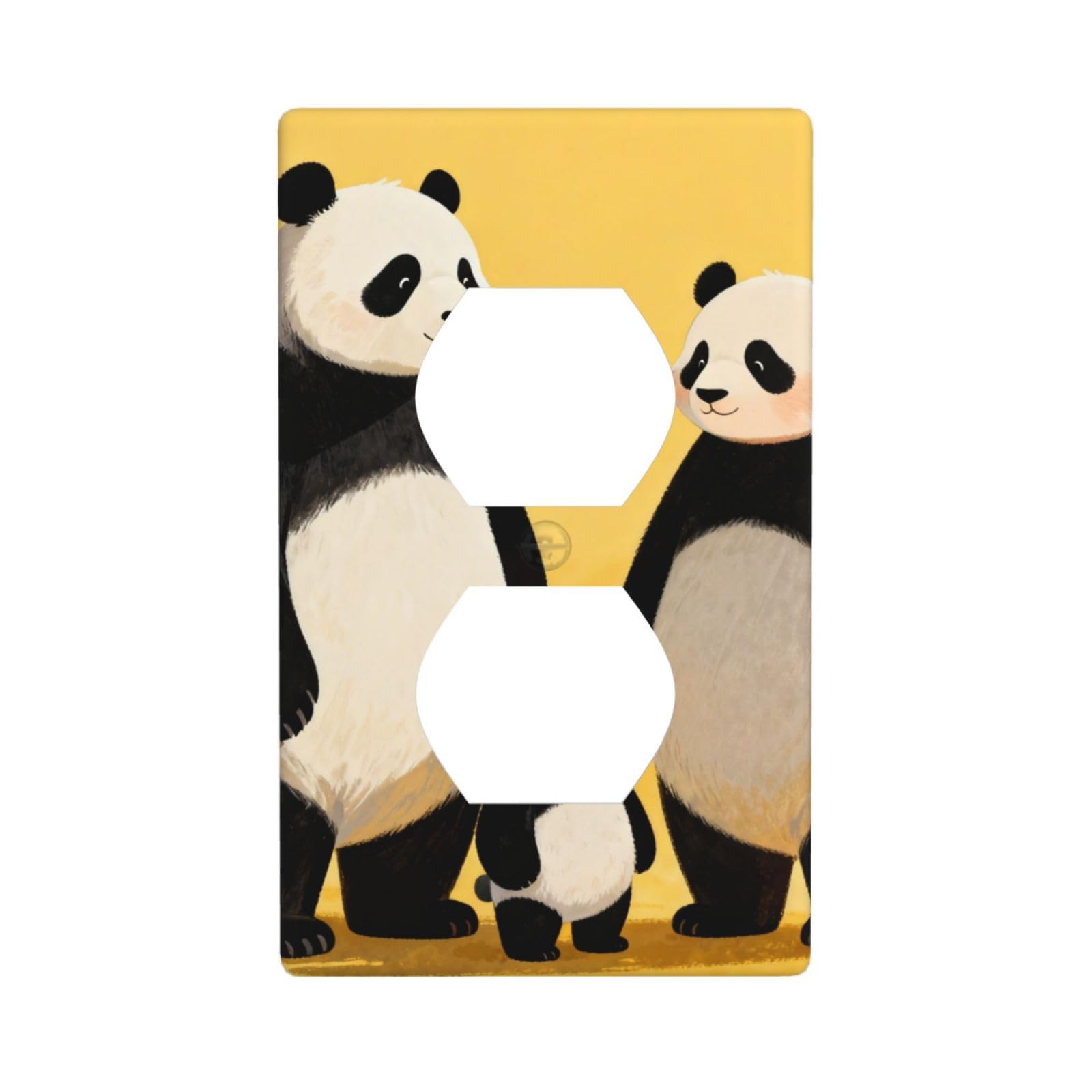 Panda Family Decorative Switch Plate Cover-Unbreakable Polycarbonate Wall Plate for Home Office, 1 Gang with Screws