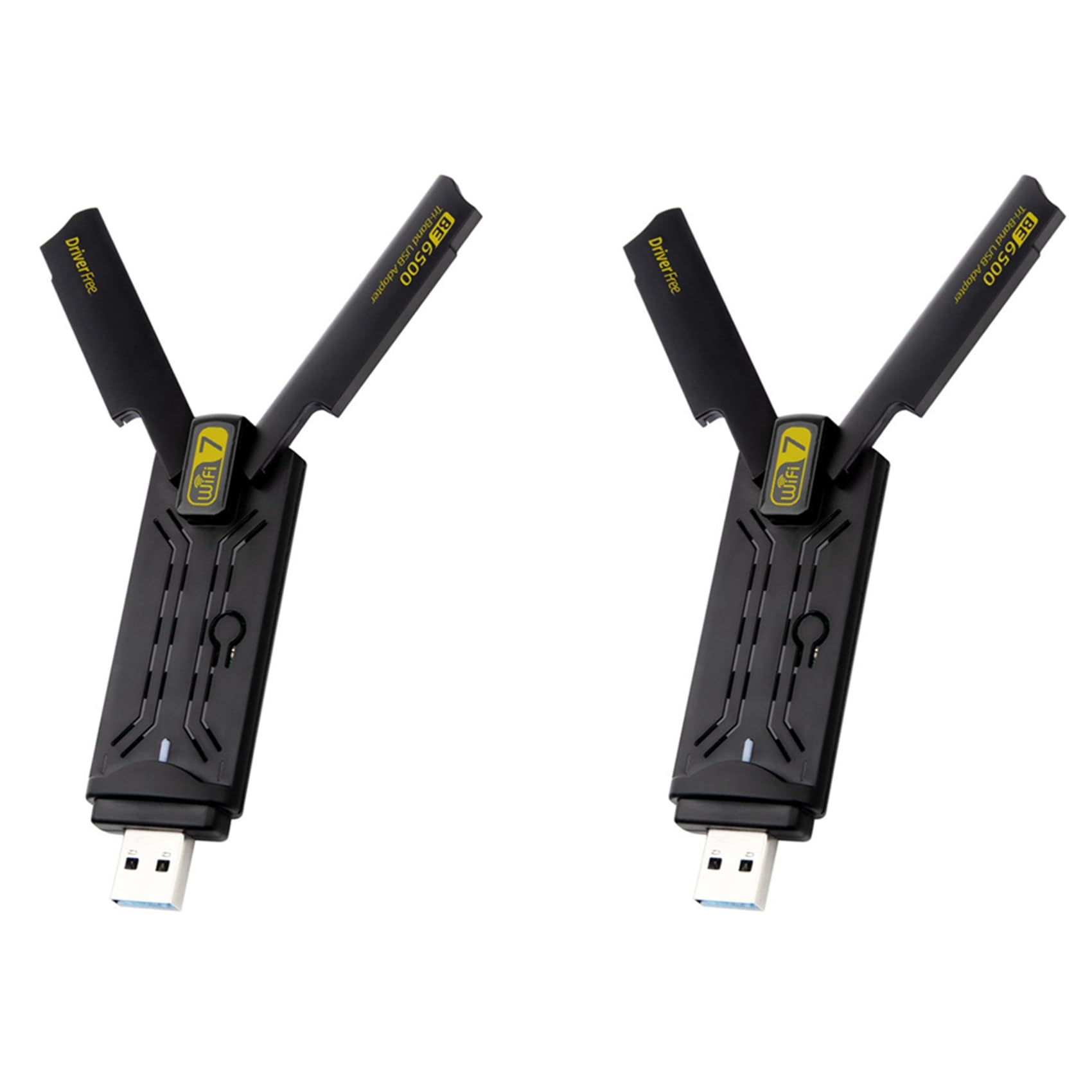 2X Adaptador USB WiFi7 de 6500 Mbps, Tarjeta de Red Inalámbrica BE6500 de 2,4 G, 5,8 G y 6 GHz, Adaptador WiFi 802.11be de Unidad Libre para 10/11