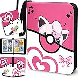 Karten Sammelkarten Album, Kartenhalter-Album mit 4 Pockets 400 Karten Ordnerordner mit Reißverschluss für Spielkarten Perfekte Geschenke für Jungen-Mädchen-Sammler 50 Seiten Rosa