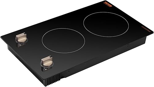 Miniatura 4 de VEVOR Placa de inducción, quemador eléctrico de encimera de 1800 W, estufa de control de perilla de 2 quemadores, estufa de inducción integrada con
