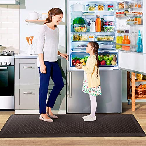 Image of HappyTrends Kitchen Floor Mat - 4 /5 Inch Thick Anti-Fatigue Kitchen Rug,Waterproof Non-Slip Kitchen Mats and Rugs Heavy Duty Ergonomic Comfort Rug for Kitchen,Office,Sink(17.3 inch x 60 inch, Chocolate)