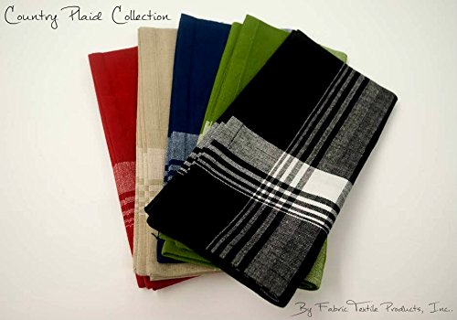 Fabric Textile Products | Plaid Cotton Napkin 4-Pack | Cloth Dinner Napkins | Black