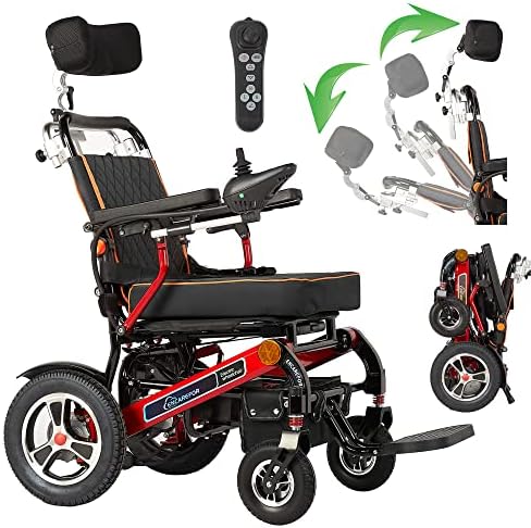 ENCAREFOR 600W Super Horse Power Electric Wheelchair, Reclining Foldable Electric Wheelchair for Adults with Multi-Angle Adjustment Headrest, 3.1" Thick Cushion Lightweight Portable Carry Wheelchair