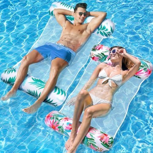 WEARXI Luftmatratze Pool XL, 2 Stück Luftmatratze Wasser, 4 in 1 Wasserhängematte, Wasser Hängematte, Pool Spielzeug Kinder, Pool Zubehör Spaß, Wasserspielzeug für Erwachsene