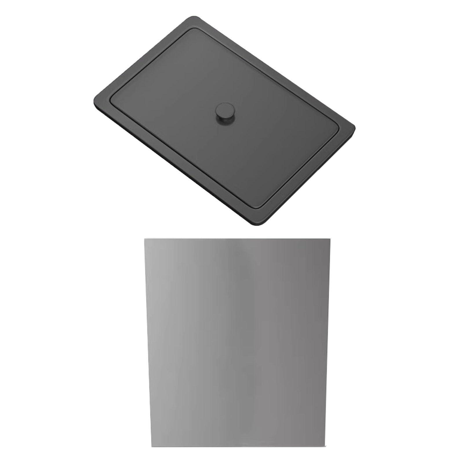 DFGHNBVC Recessed Stainless Steel Trash Can Builtin Hidden Garbage Bin For Kitchen Bathroom Office Countertop Trash Chute Spacesaving Stylish Waste Solution,Black-Lid+Can