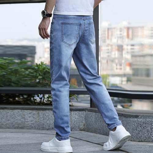 Mens Flex Denim Skinny Jeans Slim Fit Stretch Casual Flat Front Classic Straight Essential Denim Jeans Pants4