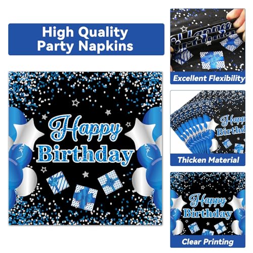 qyeahkj 100 pcs 10th birthday decorations for boys official teen 10th supplies plate napkin forks set disposable blue 10th birthday tableware paper plates dinnerware for kids teenager favors serve 25