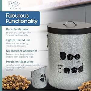 Mediumdog40lbpetfoodstoragecanisterwithscoopdurableairtightforfreshnesssminimalistdesignrecyclablemediummetalcontainerdogbinmediumsize Urban Country Home Decor Medium dog 40lb pet food storage canister with scoopdurable airtight for freshnesss minimalist design recyclable medium metal container dog bin medium size urban country home decor
