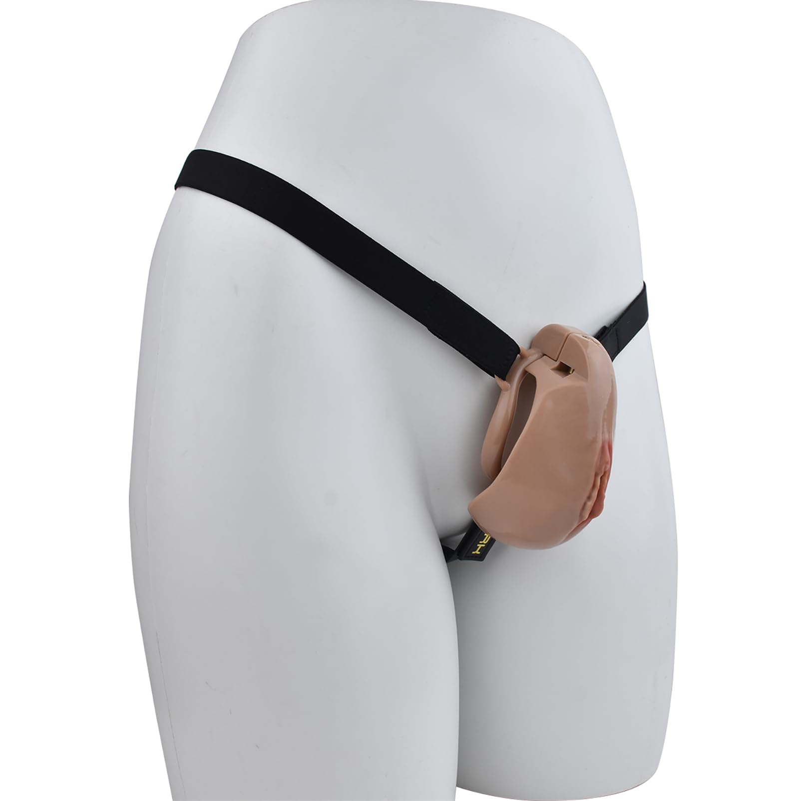 Sissy Peniskafig avec Ceinture Réglable et Plug Anal, Cage de Chasteté Creuse 3D Imprimée Hommes SM Esclave Bondage Sex Toys pour Hommes Cock Training (Brown)