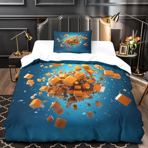 Housse de couette 135x200 rectangle 3D en microfibre avec taies