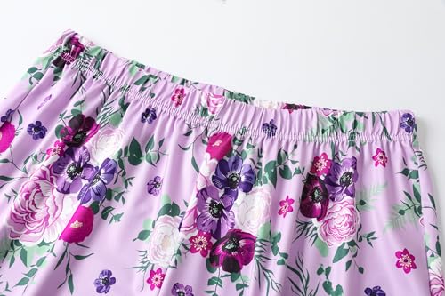 Image of Vozanet Women's V Neck Sexy Pajamas Capri Sets Mexican Style Floral Sleepwear 2PCS Totem Casual Nighty Plus Size M to 5XL
