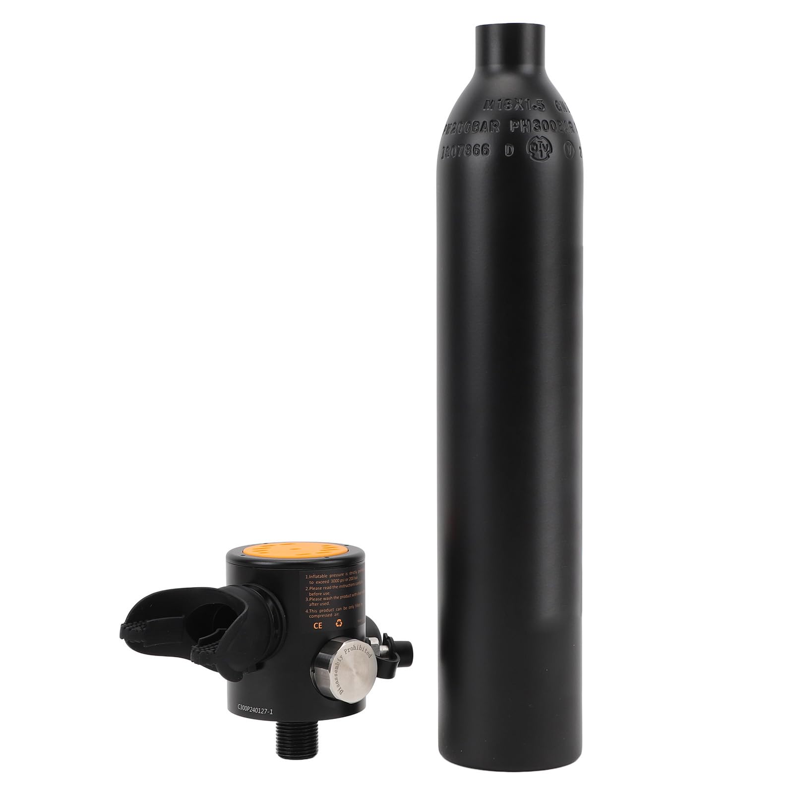 Mini Scuba Tank 0,5 L, Przenośna Butla z Tlenem do Nurkowania z Ciśnieniem i Regulowanym Oporem Oddychania, Idealna do Snorkelingu i Nurkowania, Czarna