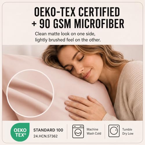 Image of CozyLux 6-Piece Queen Sheet Set, Fits 18-21 Inch Mattresses, Oeko-TEX | 4 Pillowcases, 1 Flat Sheet and 1 Fitted Sheet with All-Around Elastic and 21-Inch Deep Pocket for a Secure Fit, Blush Pink