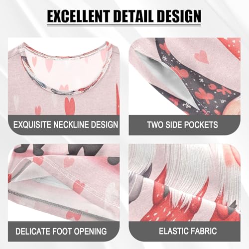 ALAZA Gnomes Valentines Heart Love Pajamas Set Short Sleeve Cotton Sleepwear Summer Pjs 2 Piece 5-14Y4