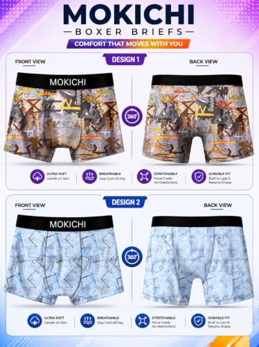 Image of Men's Printed Trunks, Pack of 2 | Abstract Geometric Design | Stretchable Elastic Waistband | Comfortable Regular Fit Underwear