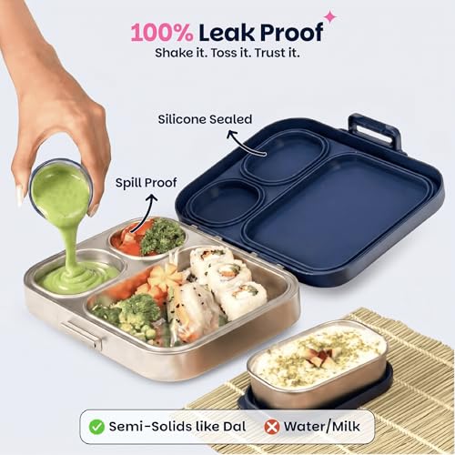 Image of Basil Kids School Combo | Wander 20L Lightweight Backpack with Chest Strap + Quad Plus 1020ml Stainless Steel Lunch Box | Midnight Sora