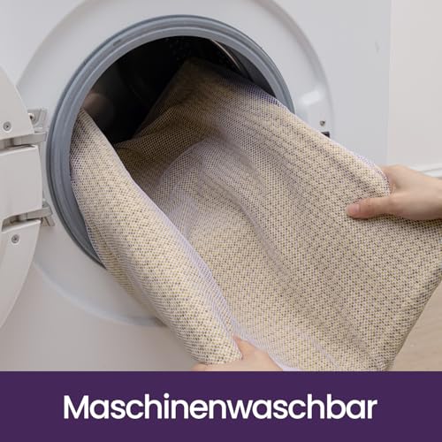DEXI Chenille Badezimmerteppich 40 x 60 cm Beige, weiche und saugfähige Badematte mit Rutschfester Unterseite, waschbarer Badvorleger für Badezimmer, Dusche & Waschküche