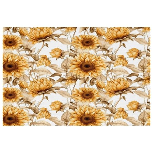 Sets de table tournesol aquarelle lavables pour décoration de table - 2