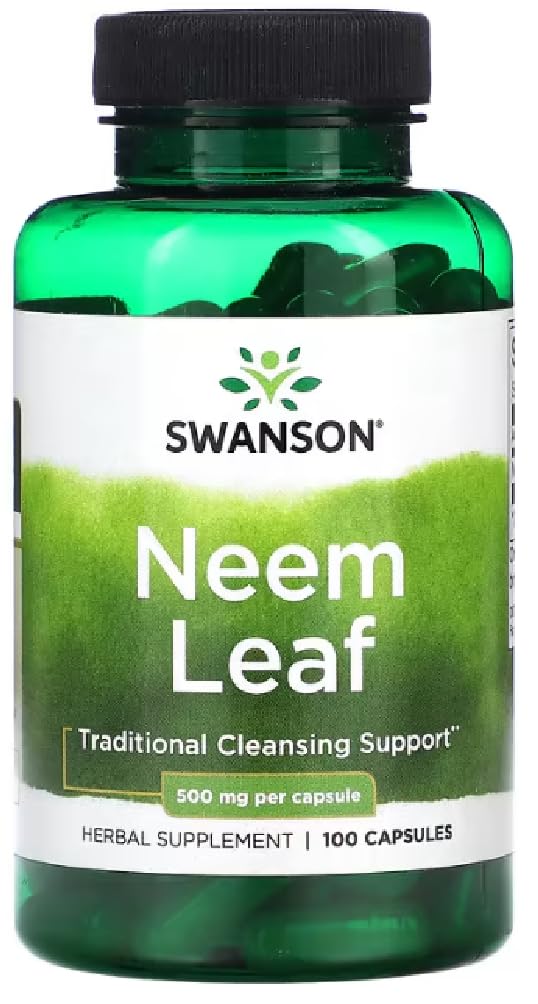 Swanson - Foglia di Neem, 500mg | Salute immunitaria e della pelle - 100 Capsule