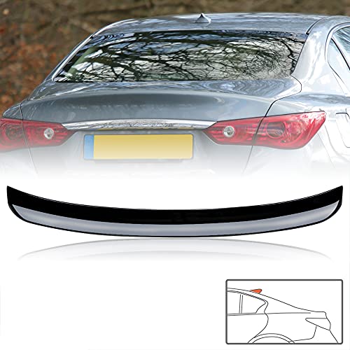 Rolling Gears Gloss Black Painted ABS Rear Window Roof Spoiler Compatible with 2014-21 Infiniti Q50 Q50S Sedan (D-Type)