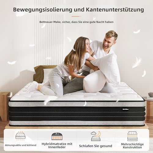 Bednew Matratze 160 x 200cm, Federkernmatratze H3 Höhe 34cm – Ansicht 5
