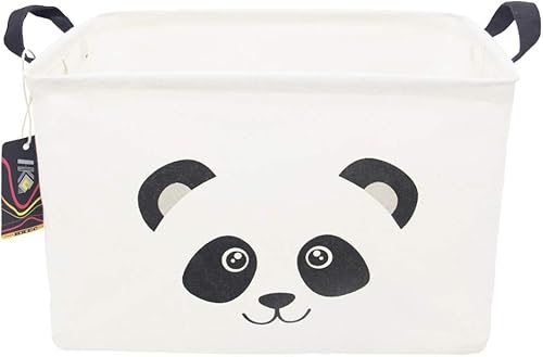 HKEC Cesta de almacenamiento rectangular con asas, caja de almacenamiento plegable, bonita cesta organizadora de lona para mascotas, juguetes de