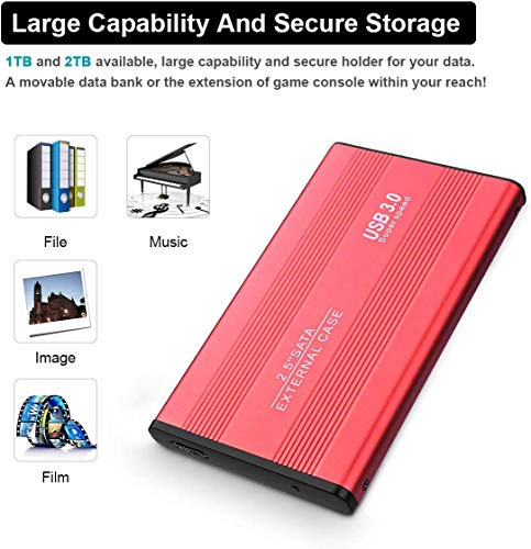 Hard disk esterno esterno portatile da 1 TB/2 TB, compatibile con PC, Mac, desktop, laptop, Xbox One, Xbox 360, PS4 Argento 1 TB