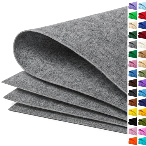 Image of Gray Large Felt Fabric 36 inch x 36 inch (1 Square Yard), 1mm Stiff Felt Sheet, Nonwoven Fabric for Crafts, DIY Projects, Art, Sewing, Lining & Decorations