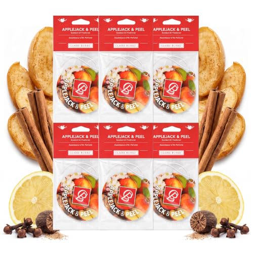 Image of Claire Burke Applejack & Peel Hanging Car Air Freshener - Luxury Scent, Long-Lasting Odor Neutralizer | Up to 30 Days | Made in USA | Strong Air Freshener for Car | Pack of 6