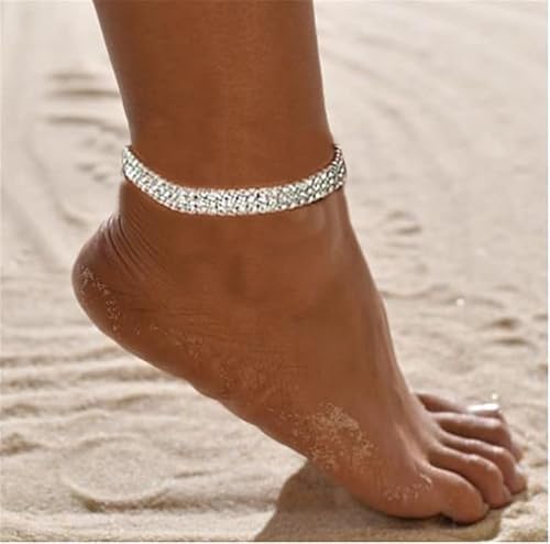 Kiokioa Charm Anklets For Women Crystal Rhinestone Stretch Tennis Anklet Elastic Anklet #TOP1