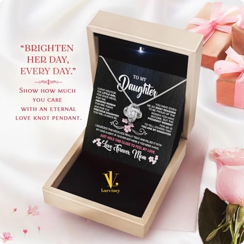 Larvincy To My Daughter Necklace From Mom Or Dad With Heartfelt Message & Elegant Box - Jewelry Gift For Daughter From Mother Or Father On Birthday, Graduation, Wedding, Christmas & More3