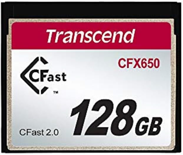 Transcend 128GB CFX650, CFast 2.0, Up to 510 MB/s, SLC Mode, Full HD and 4K Video Recording, Perfect for Blackmagic URSA Mini and Canon EOS 1DX Mark II, XC10 - TS128GCFX650