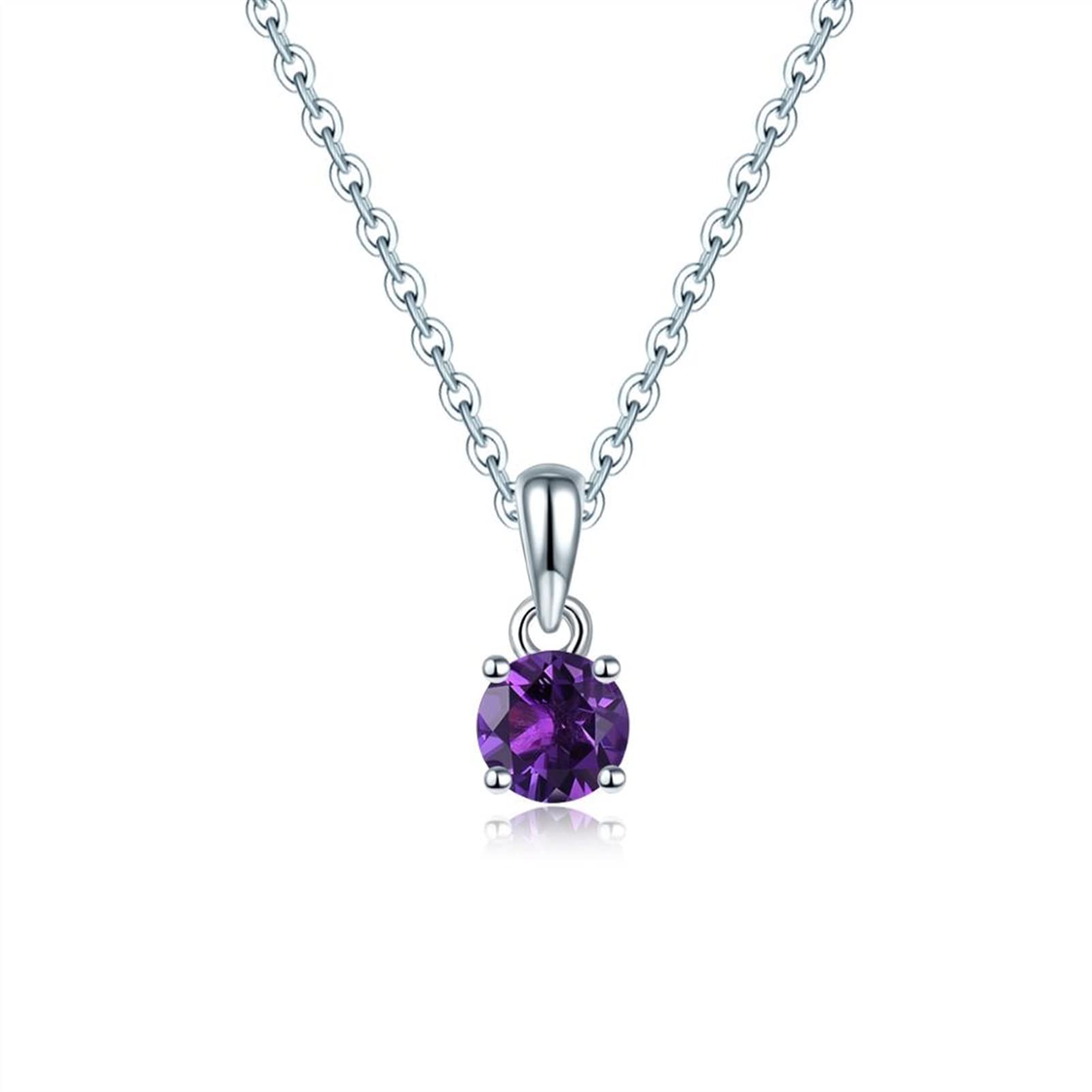 Collane Pendente for gioielli di moda signore Pendente rotondo Gemstone Solid 925 sterling catena in argento sterling squisito semplice gioielli eleganti Collana da donna ( Gem Color : Amethyst )