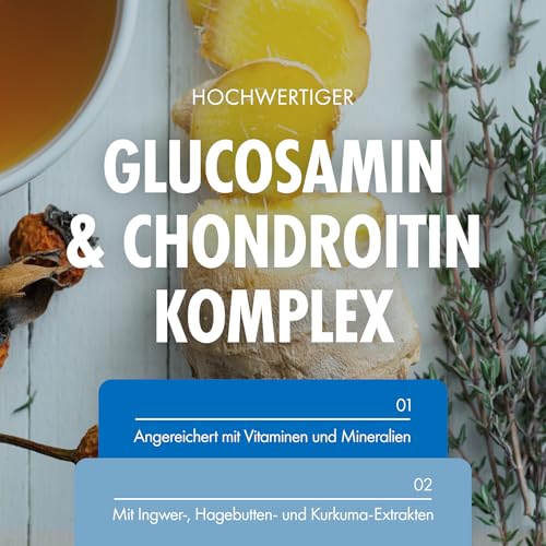 Incite Nutrition Hochwirksamer Glucosamin- und Chondroitin-Komplex mit MSM, Vitamin C, Ingwer, Hagebutte und Kurkuma, Nahrungsergänzungsmittel für die, 120 Stück (1er-Pack)