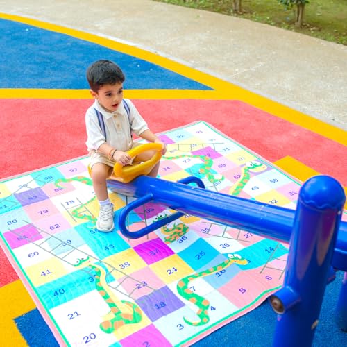 Image of Snakes & Ladder Picnic Mat - 1.4m x 1.4m | Yoga & Kids mat | Non Toxic| Waterproof, Foldable & Lightweight Outdoor & Indoor Mat | Easy to Carry, Clean & Ideal for Park Beach Camping
