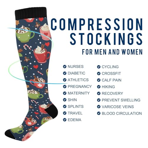 Image of Pigsaly Red White Polka Dot Womens Compression Socks Athletic Tube Sock Knee High Socks Outdoor Sport Socks