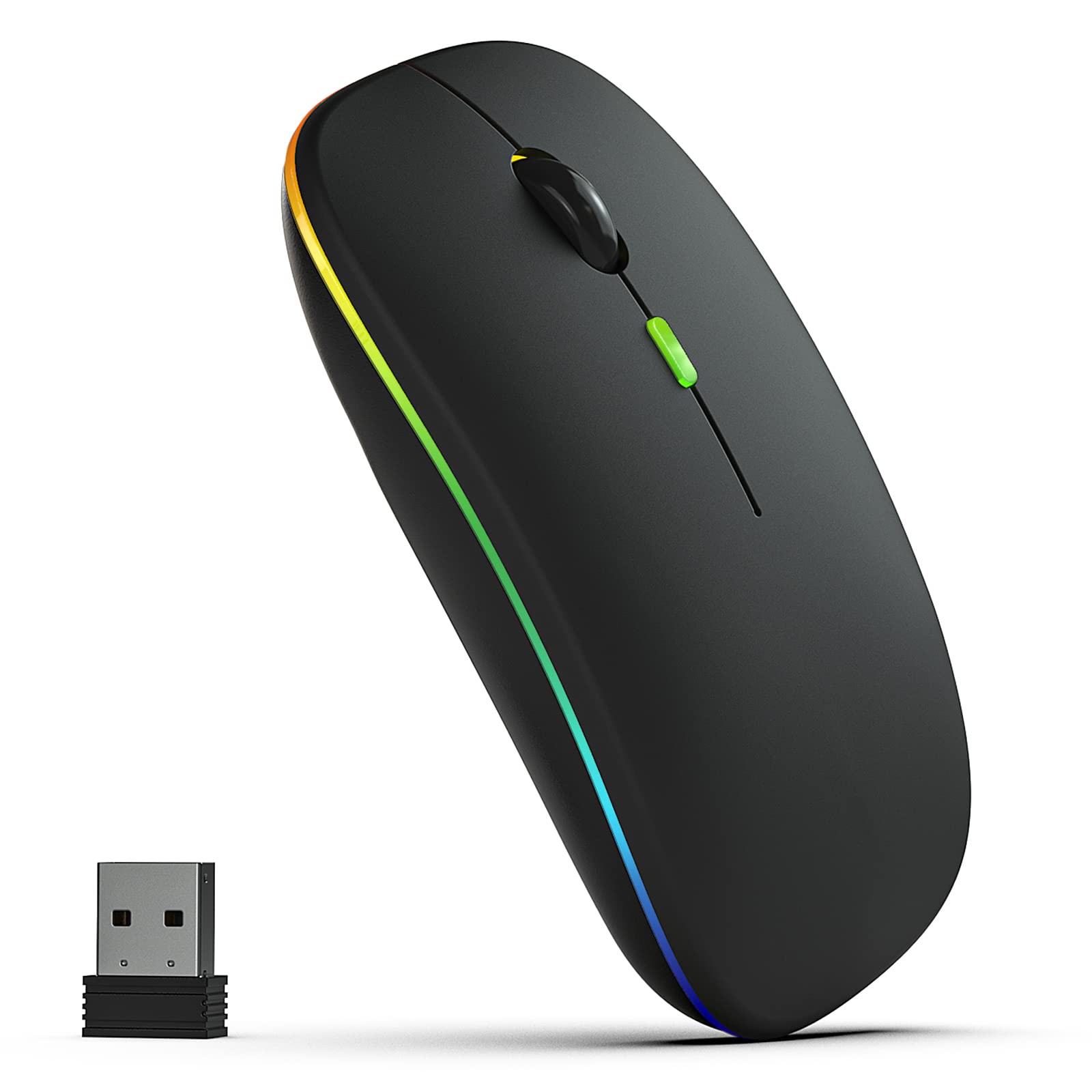 LED Rechargeable Wireless Mouse, Bluetooth Mouse for Laptop MacBook iPad Air Pro Mac Tablet, 2.4G Silent Slim Portable Cor...