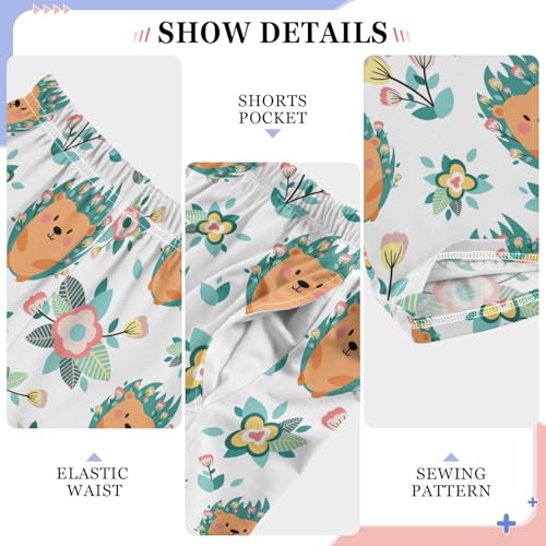 ZZXXB Spring Hedgehog Flowers Boys Long Pants Soft Trousers Elastic Waist Kids Lounge Bottoms with Pockets S-XL4