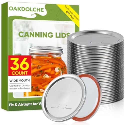 OAKDOLCHE 36 Pcs Wide Mouth Mason Canning Jar Lids (86mm)
