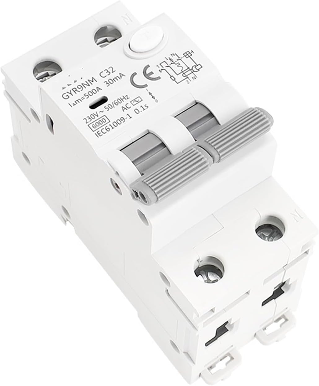 GYR9NM AC Type 2P 4P Magnetic Circuit Breaker with Over Current and Leakage Protection Din Rail 10A 16A 25A 32A 40A 1Pcs(100mA,2P 25A)