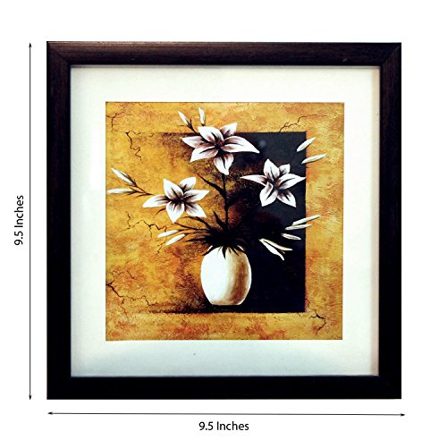 Image of eCraftIndia 'Abstract Pot and Flower Theme' UV Art Painting (Synthetic Wood, 23 cm x 23 cm, Satin Matt Texture)