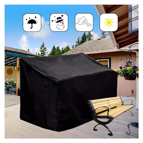 Housse pour banc de jardin noir 3 places bâche de protection imperméable 162x66cm