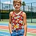 Hawapod Sleeveless Top Boy Soft Round Neck Fashion Football Print Red Undershirts