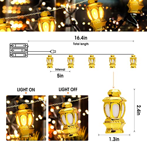 AceList 40 LED Eid Ramadan Decorations Lantern String Light, 19.69Ft with USB and Battery Power, 2 Modes for Islamic Home Decor on Walls, Tables, Backdrops, Trees(Warm Yellow) - Image 3
