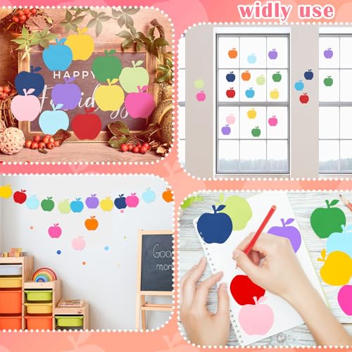 Image of Kisston 360 Pcs Apple Cutouts Paper 3.9 Inch Assorted Color Die Cuts for DIY Craft Projects School Classroom Bulletin Board Decor