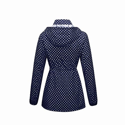 Women-Rain Jacket-Hood Waterproof-Lightweight Windbreak-Packable — Cute RainCoats Travel Polka Dot Ladies With Pouch2