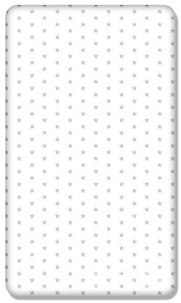 Babymam Small Grey Stars On White Background 100% Cotton Fitted Sheet With Printed Design For 90X40cm Baby Crib Cotbed Bedding Travel Cot Sheets (Small Grey Stars On White Background)
