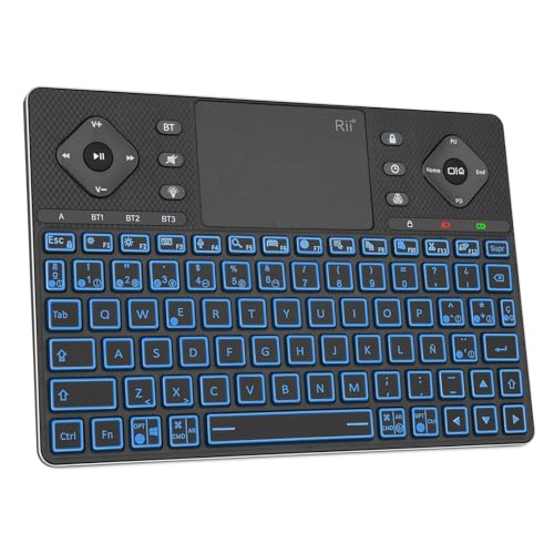 Rii Teclado Inalámbrico K16+, Teclado Bluetooth con Panel Táctil, Teclado Recargable con...