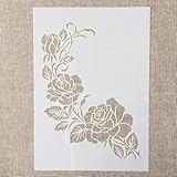 TIAMECH A4 Reusable Flower Stencil for Painting - Bouquet Rose Layering Template, DIY Wall Art, Wood Furniture, Scrapbook & Crafts (8.3x11.7inch)
